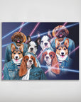 Póster personalizado para 4 mascotas 'Retrato Lazer de los años 80 (4 hembras)'