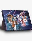 '1980s Lazer Portrait (4 hembras)' Lienzo personalizado de pie para 4 mascotas