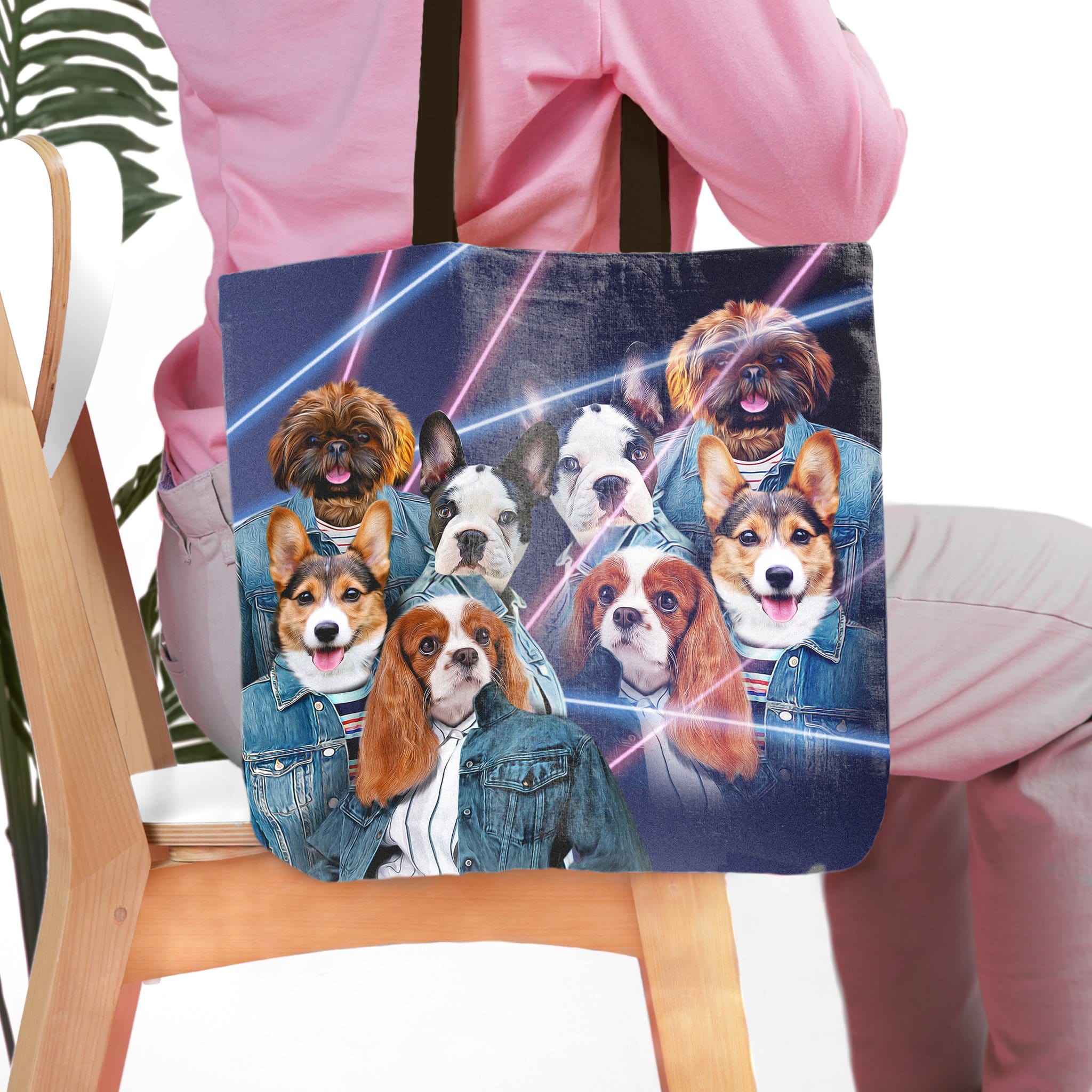 Bolsa de tela personalizada para 4 mascotas &#39;Retrato Lazer de los años 80 (4 hembras)&#39;