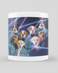 Taza personalizada para 4 mascotas 'Retrato Lazer de los años 80 (4 machos)'