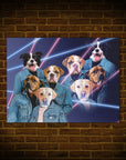'1980's Lazer Portrait (4 Males)' Personalized 4 Pet Poster