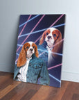 Lienzo personalizado para mascotas 'Retrato Lazer de los años 80 (mujer)'