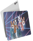 '1980's Lazer Portrait (Females)' Personalized 3 Pet Playing Cards