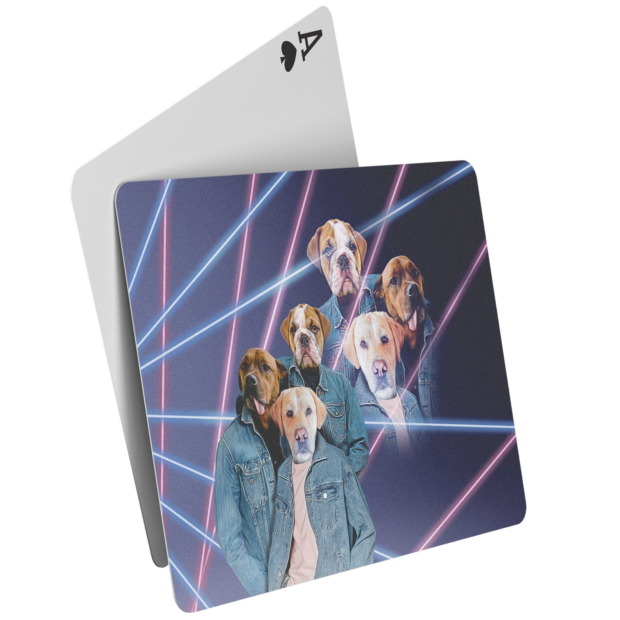 &#39;1980&#39;s Lazer Portrait (Males)&#39; Personalized 3 Pet Playing Cards