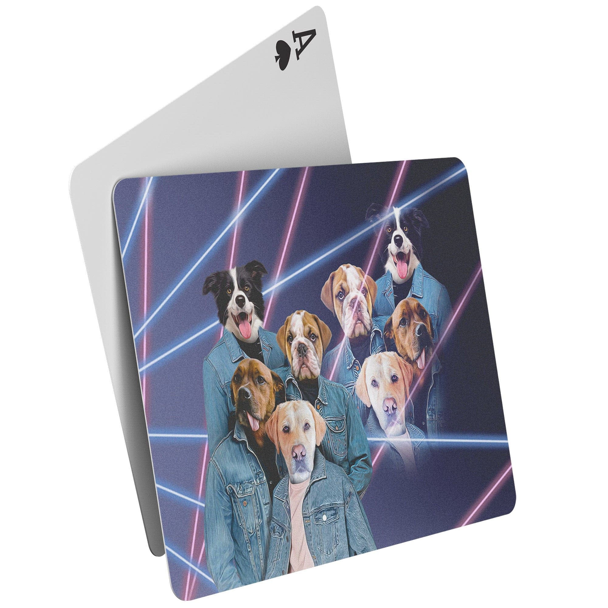 &#39;1980&#39;s Lazer Portrait (4 Males)&#39; Personalized 4 Pet Playing Cards