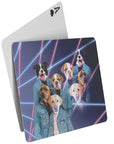 '1980's Lazer Portrait (4 Males)' Naipes personalizados para 4 mascotas