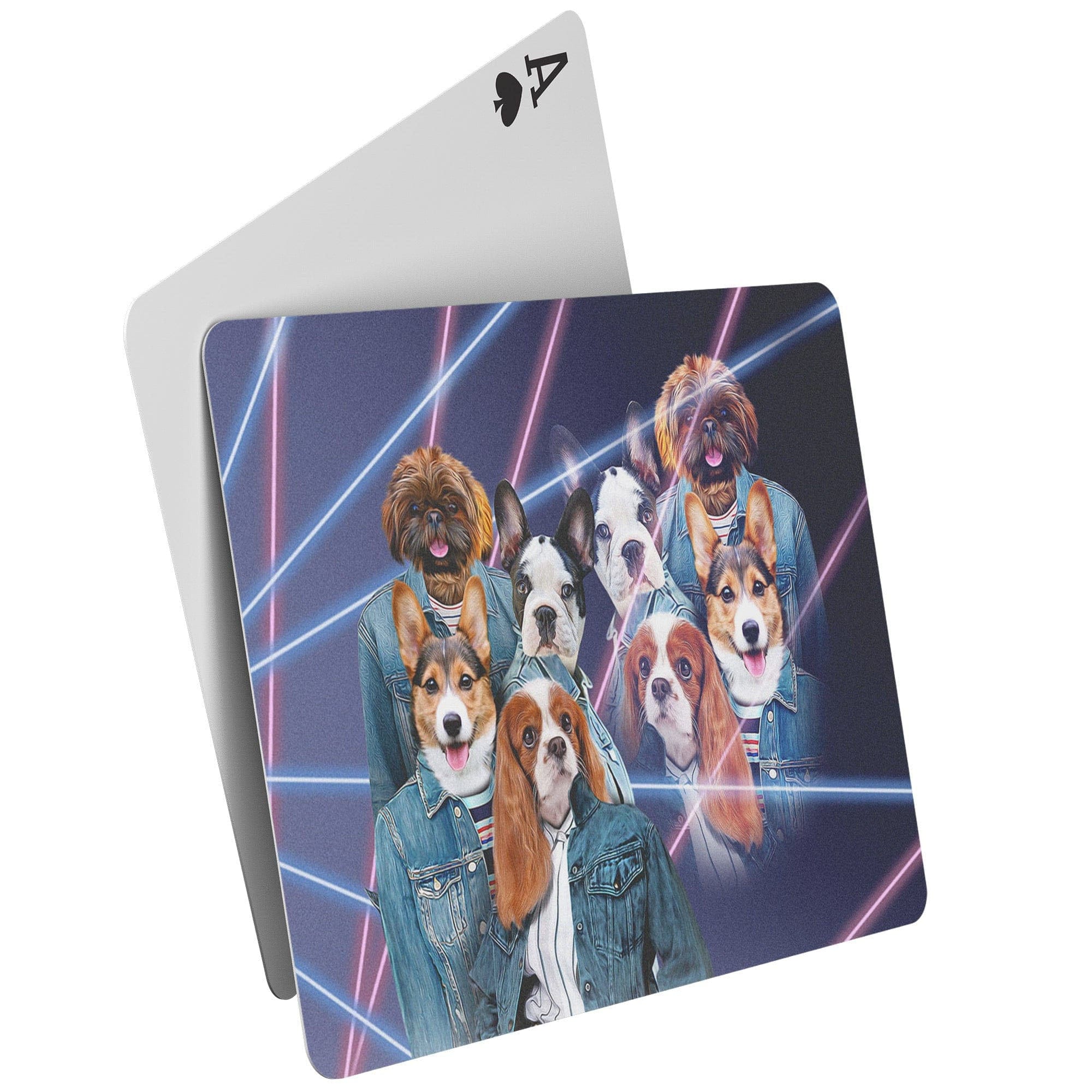 &#39;1980s Lazer Portrait (4 female)&#39; Personalized 4 Pet Playing Cards