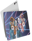 '1980s Lazer Portrait (4 hembras)' Naipes personalizados para 4 mascotas