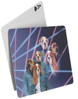 '1980's Lazer Portrait (2 Males/1 Female)' Personalized 3 Pet Playing Cards