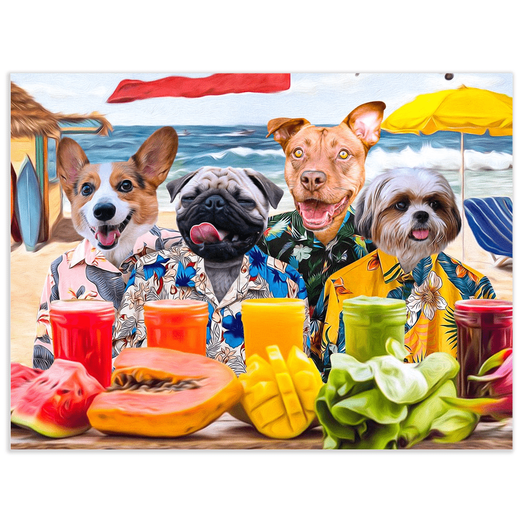 &#39;The Beach Dogs&#39; Personalized 4 Pet Poster
