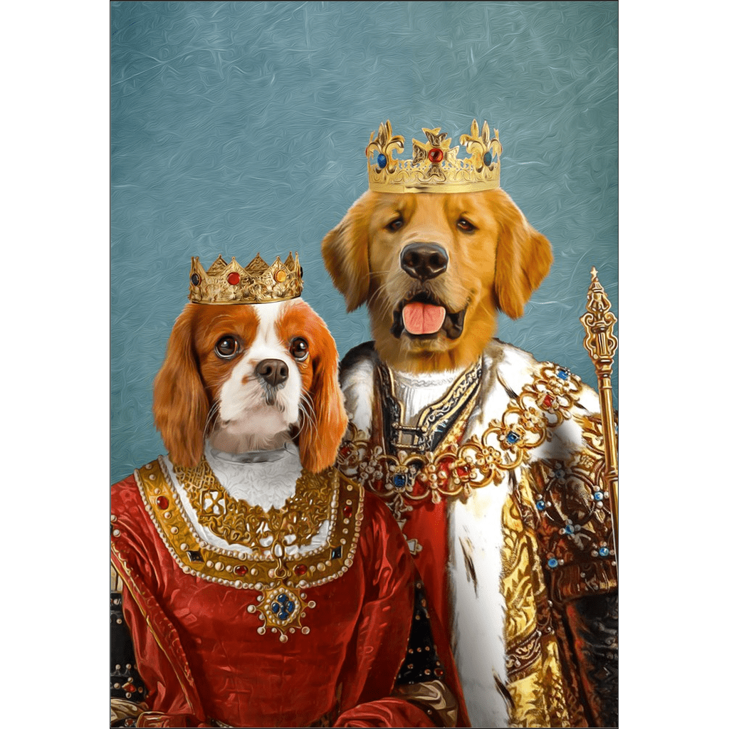 Rey y Reina: Póster personalizado para 2 mascotas