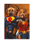 Lienzo personalizado para 2 mascotas 'Superdog &amp; Wonder Doggette'