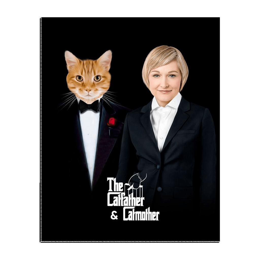 &#39;The Catfather &amp; Catmother&#39; Personalized Standing Canvas