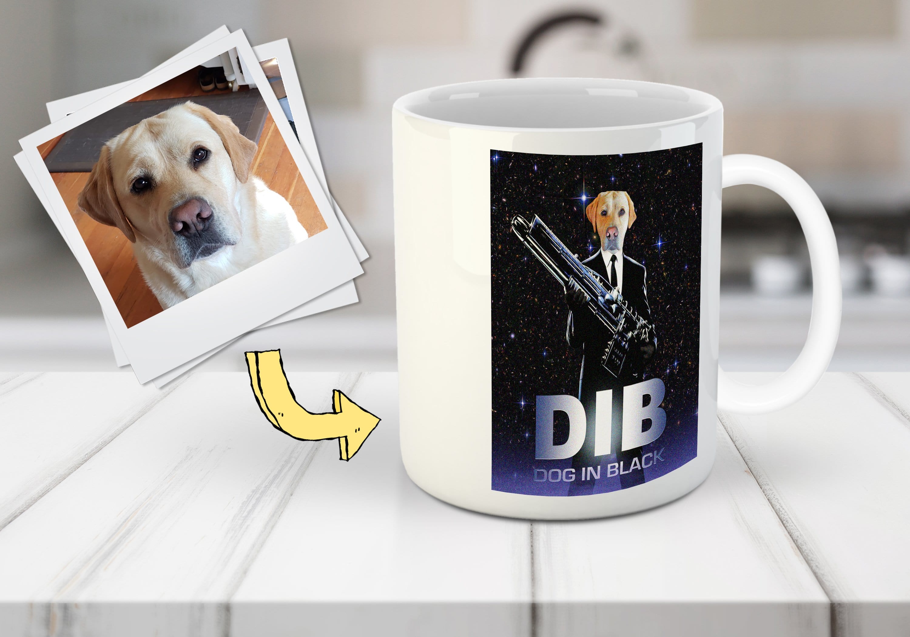&#39;Dog in Black&#39; Personalized Pet Mug