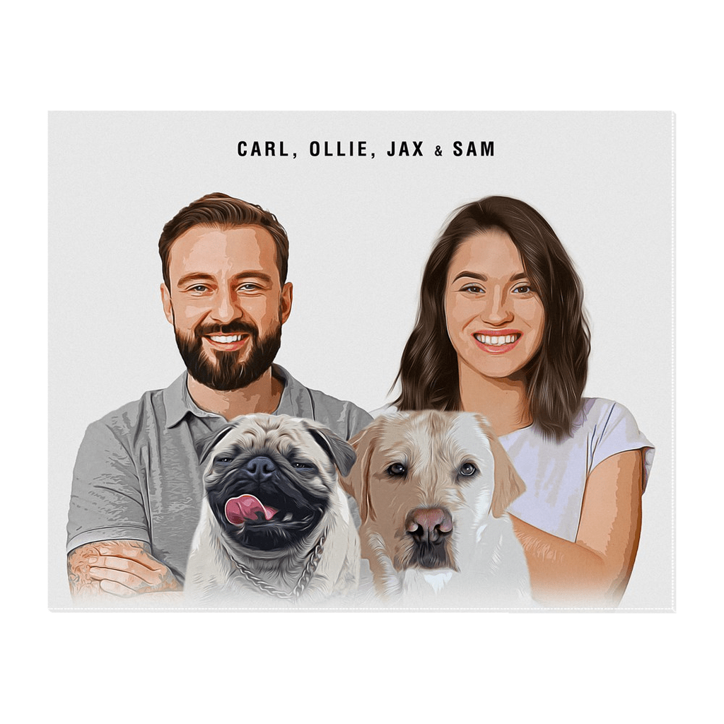 Personalized Modern 2 Pet &amp; Humans Standing Canvas