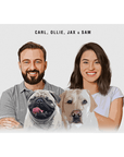 Personalized Modern 2 Pet & Humans Standing Canvas