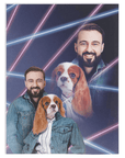 '1980s Lazer Portrait Pet(Female)/Human(Male)' Personalized Blanket