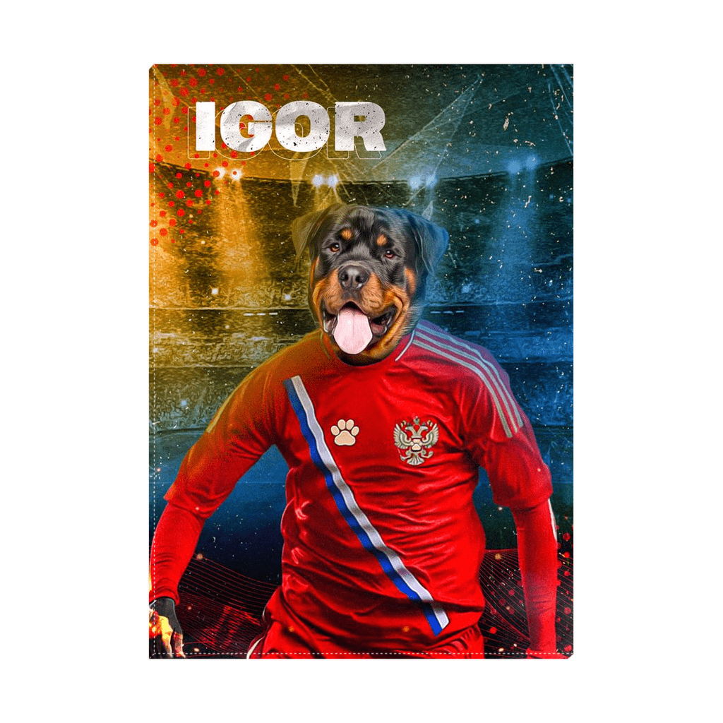 &#39;Russia Doggos Soccer&#39; Personalized Pet Standing Canvas