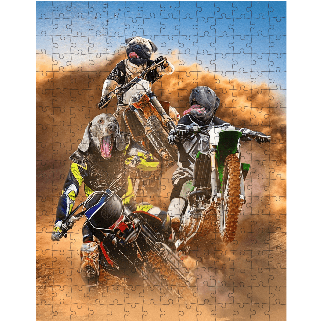 &#39;The Motocross Riders&#39; Personalized 3 Pet Puzzle