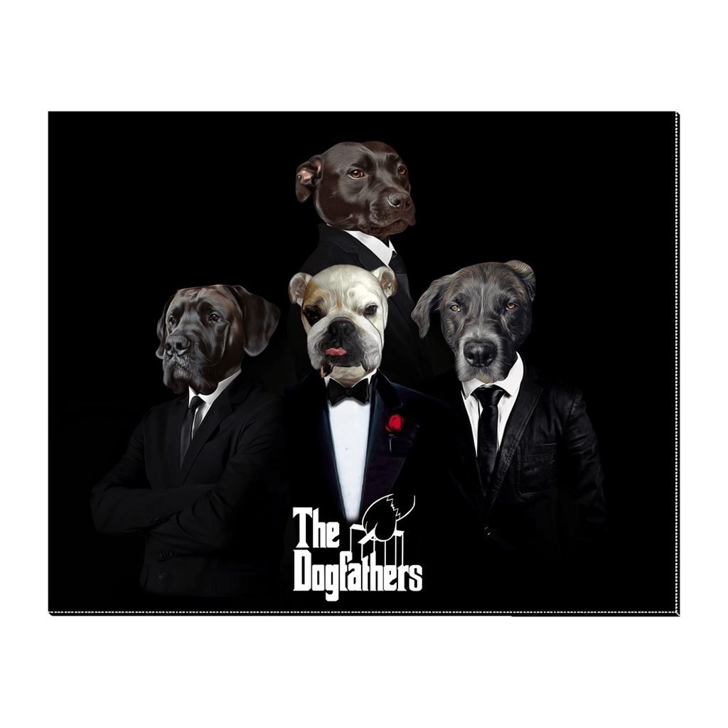Lienzo personalizado con 4 mascotas de pie &#39;The Dogfathers&#39;