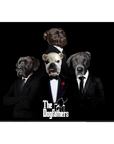 Lienzo personalizado con 4 mascotas de pie 'The Dogfathers'