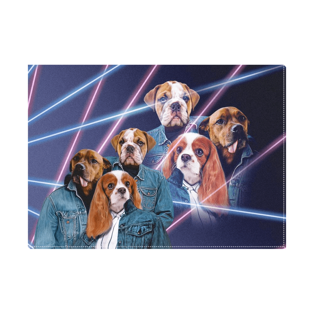 &#39;Retrato Lazer de los años 80 (2 machos/1 hembra)&#39; Lienzo personalizado con 3 mascotas de pie