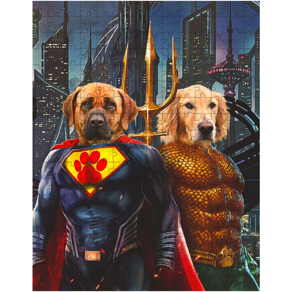 &#39;Superdog &amp; Aquadog&#39; Personalized 2 Pet Puzzle