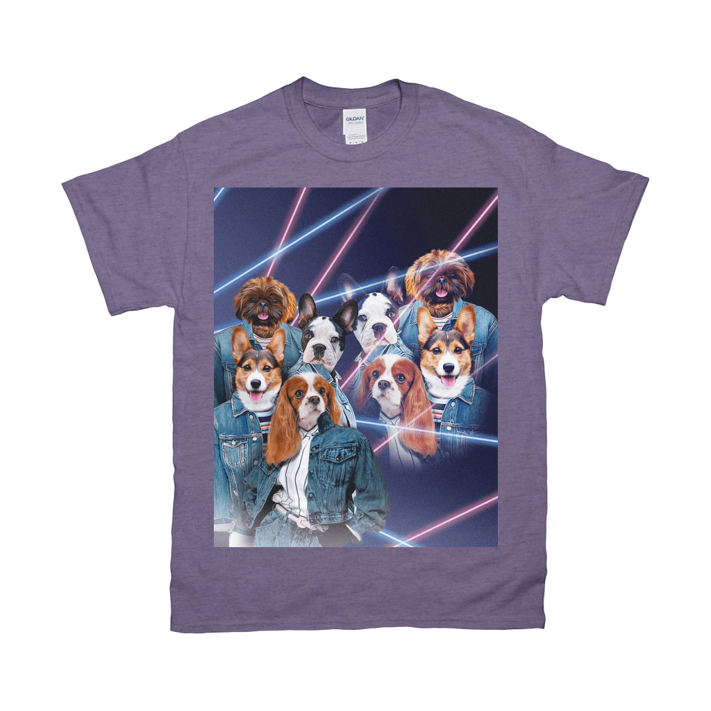 Camiseta personalizada para 4 mascotas &#39;Retrato Lazer de los años 80 (4 hembras)&#39; 