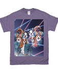 Camiseta personalizada para 4 mascotas 'Retrato Lazer de los años 80 (4 hembras)' 