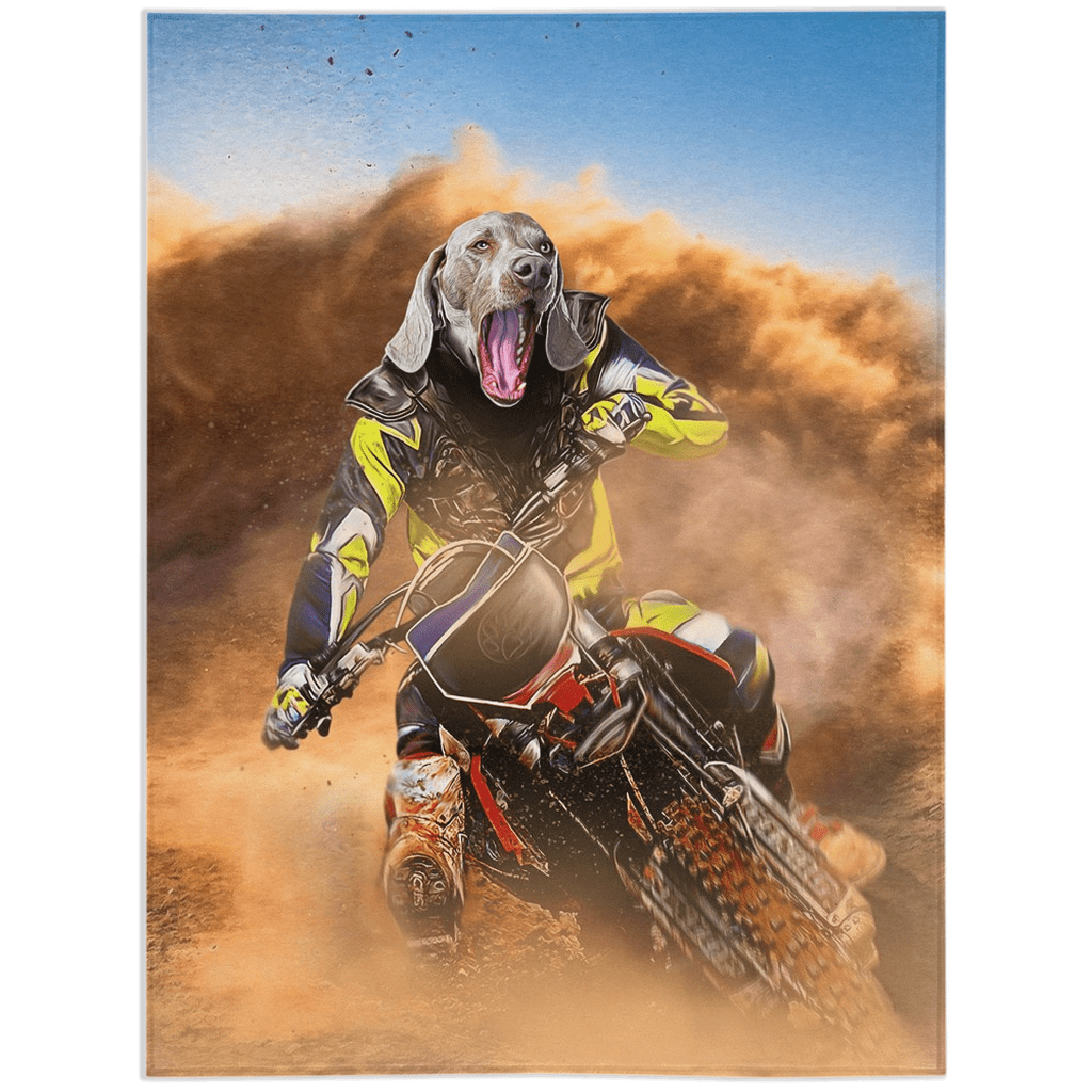 &#39;The Motocross Rider&#39; Personalized Pet Blanket