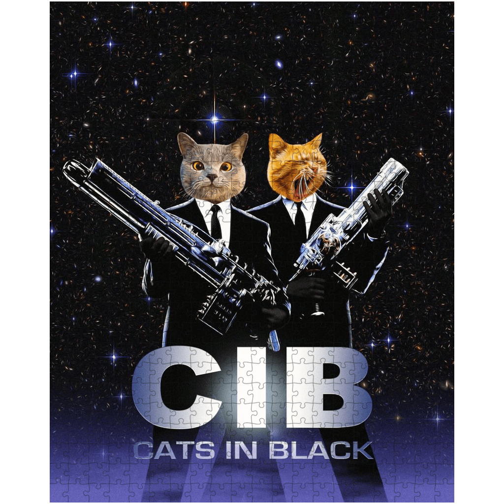 Puzzle personalizado de 2 mascotas &#39;Gatos de negro&#39;