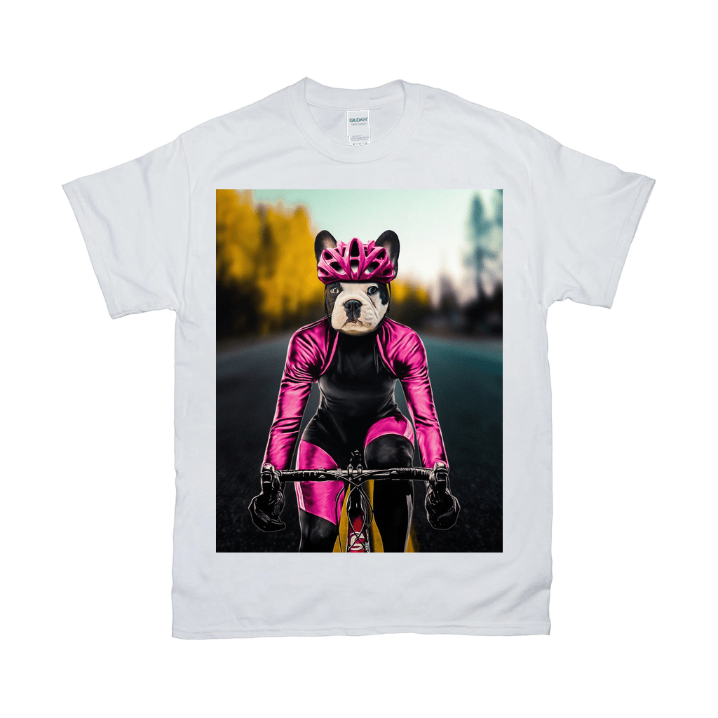 Camiseta personalizada para mascotas &#39;La ciclista femenina&#39; 