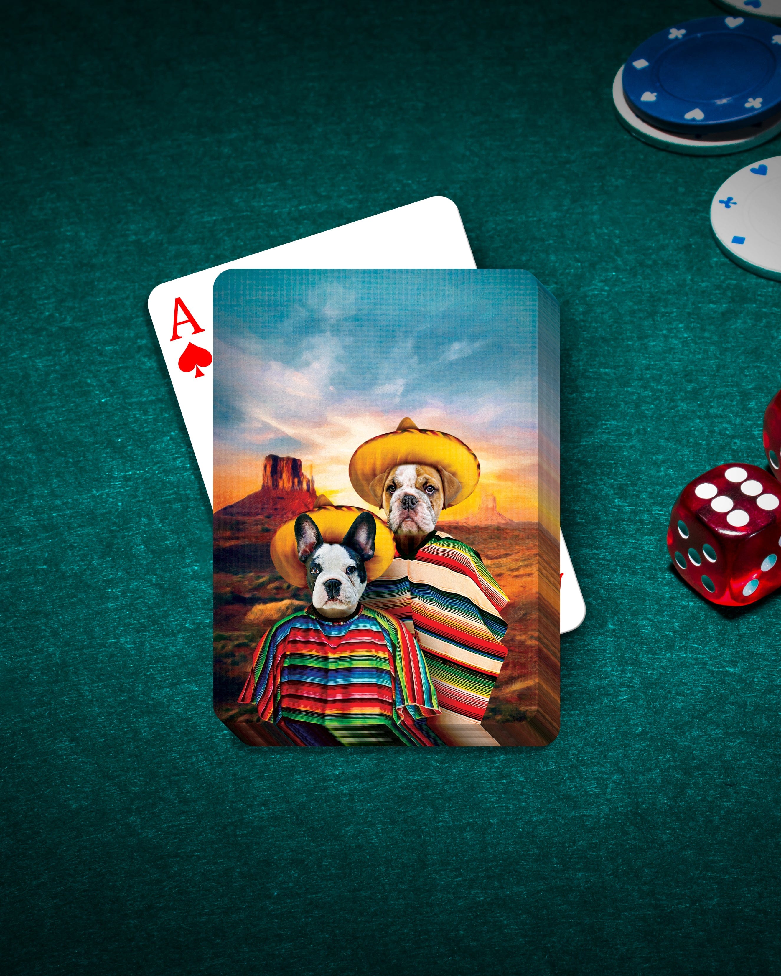 &#39;2 Amigos&#39; Personalized 2 Pet Playing Cards