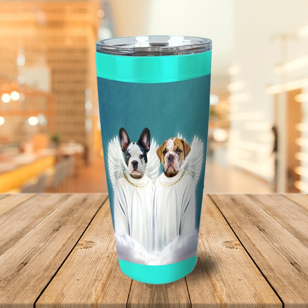 Vaso personalizado para mascotas con 2 ángeles