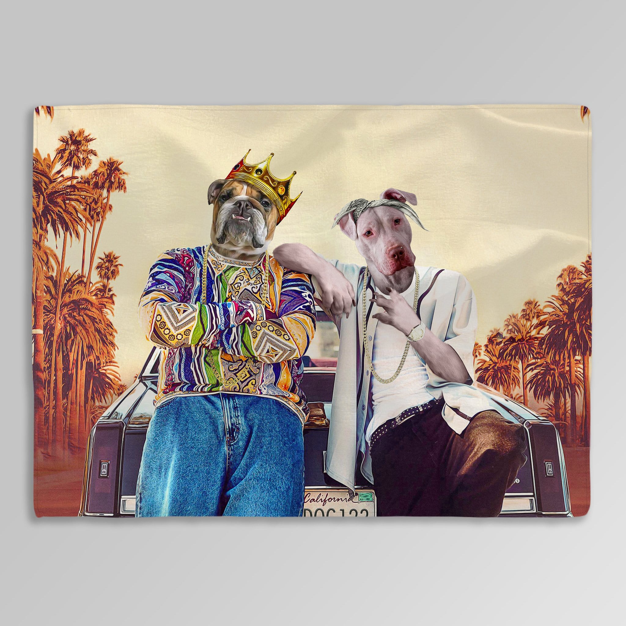 '2Paw and Notorious D.O.G. California Edition' Personalized 2 Pet Blanket