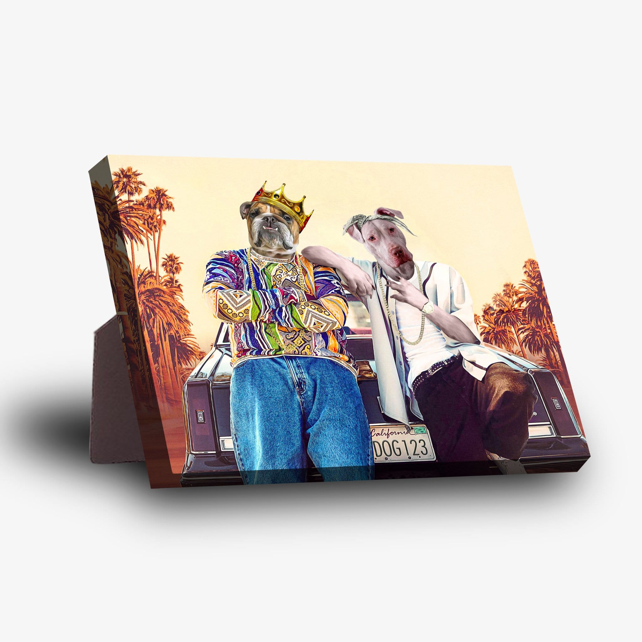 '2Paw and Notorious D.O.G. California Edition' Personalized 2 Pet Standing Canvas