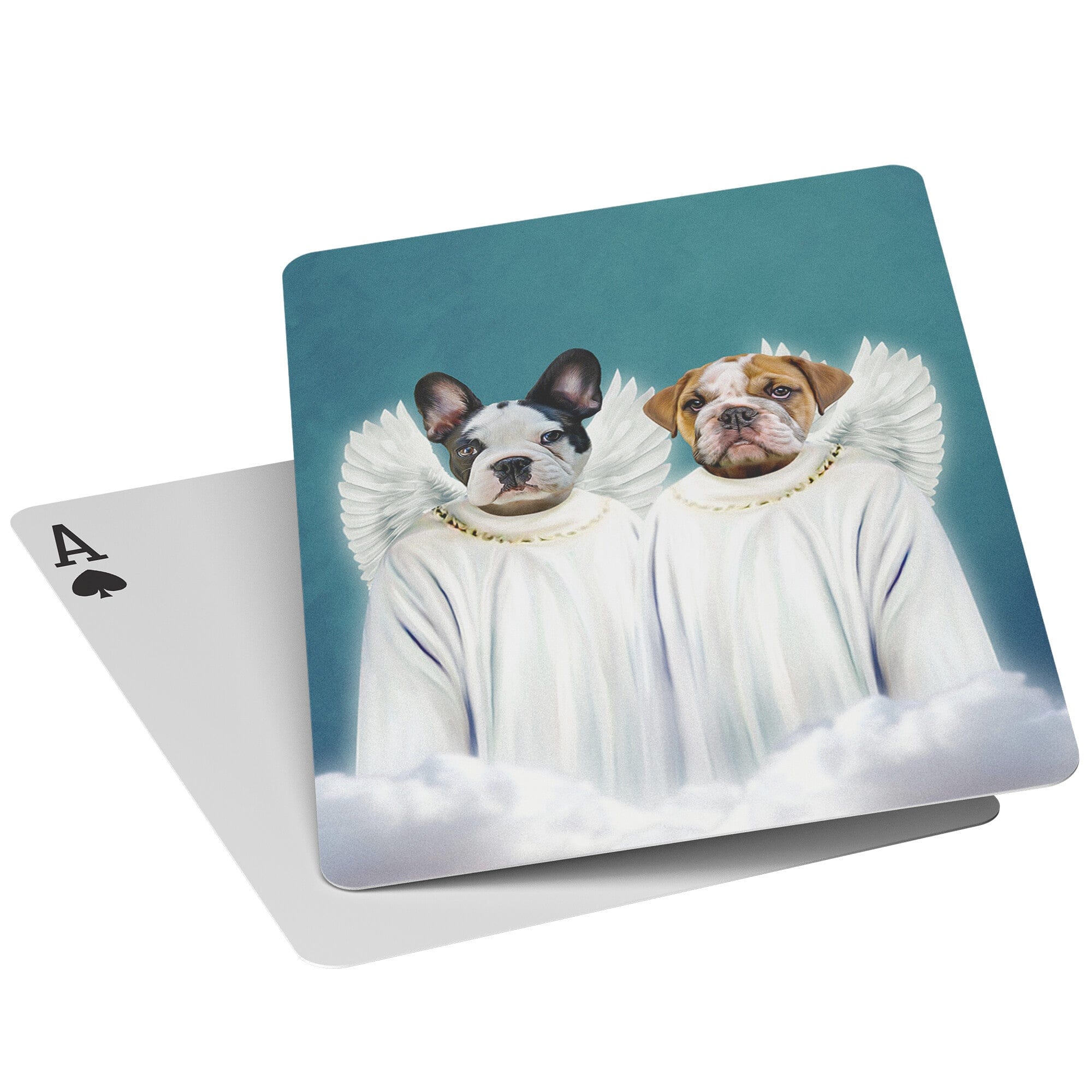 &#39;2 Angels&#39; Personalized 2 Pet Playing Cards