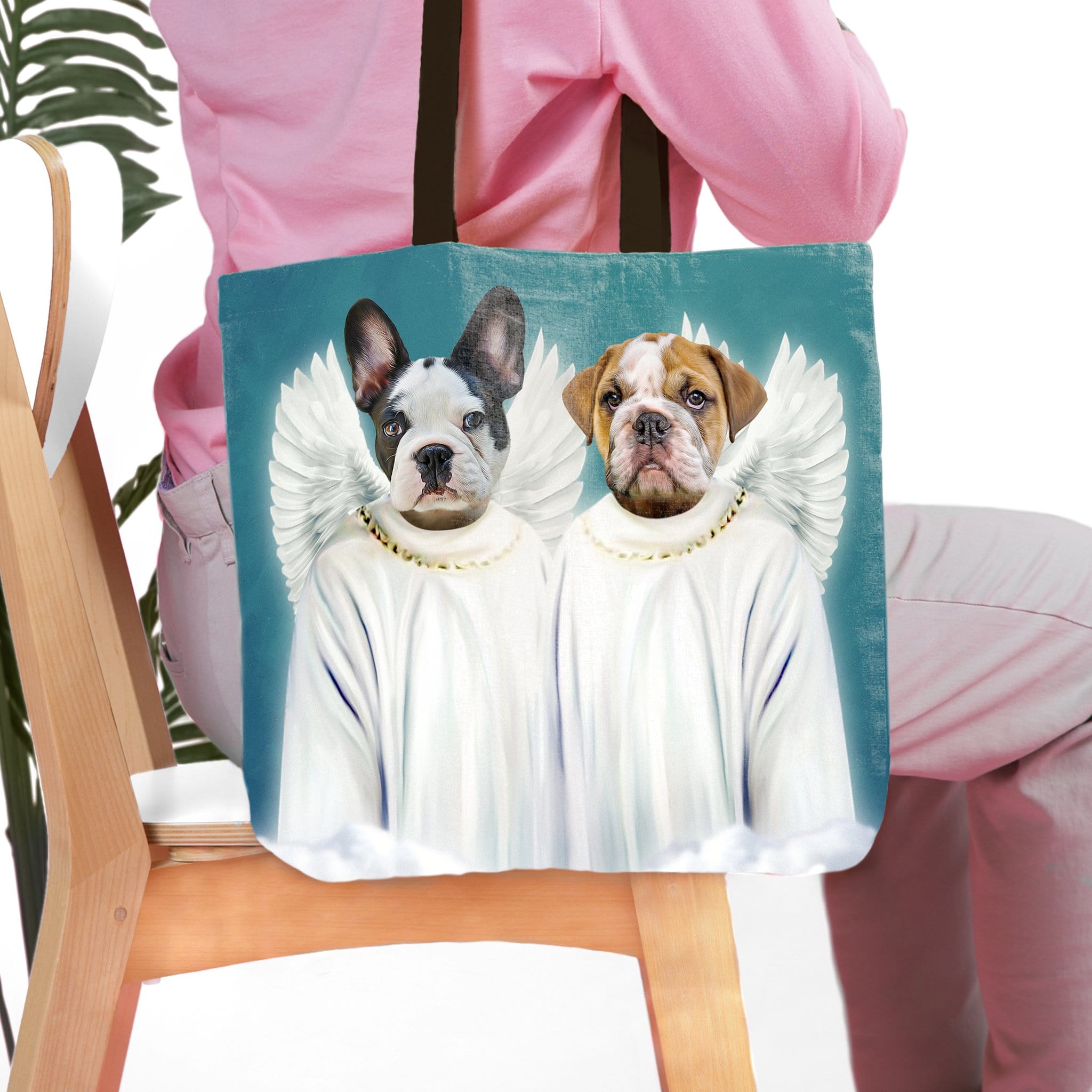 Bolsa de mano personalizada para 2 mascotas &#39;2 Angels&#39;