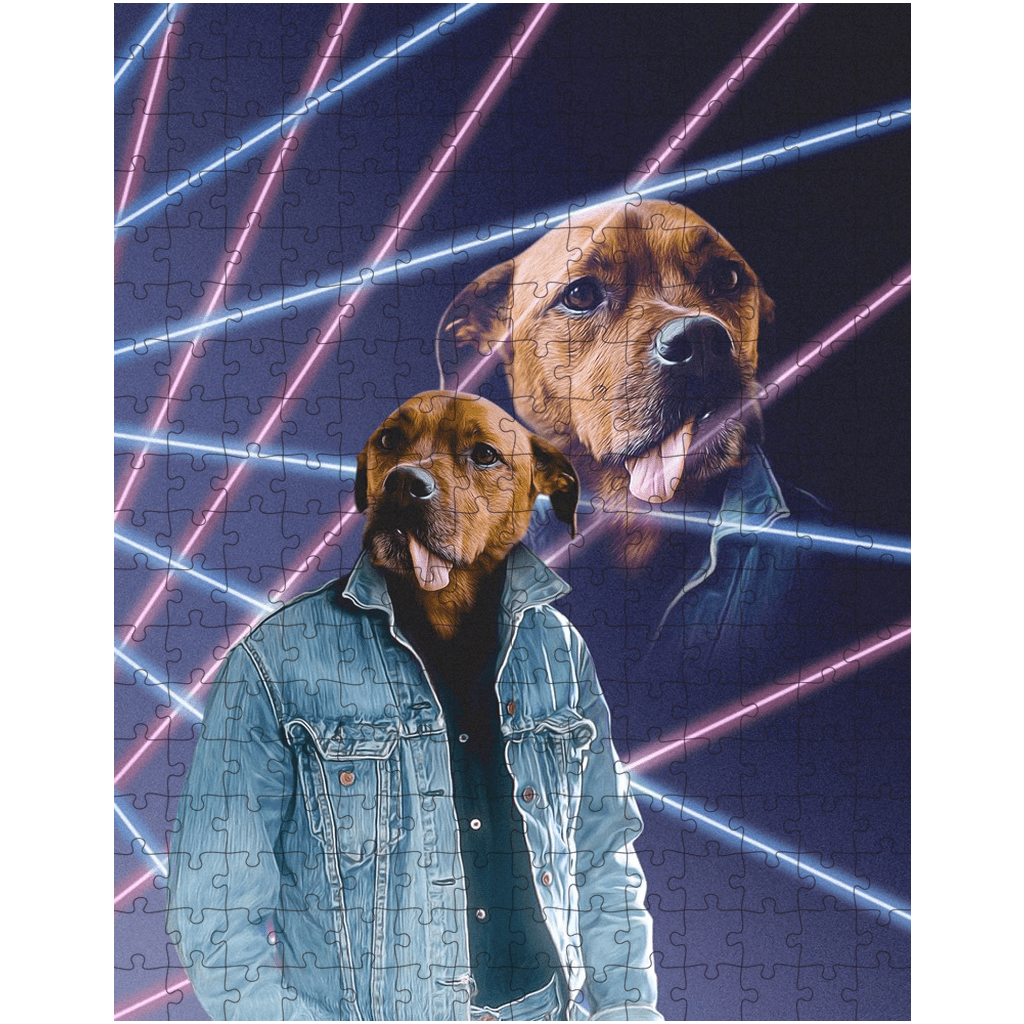 &#39;1980s Lazer Portrait&#39; Personalized Pet Puzzle