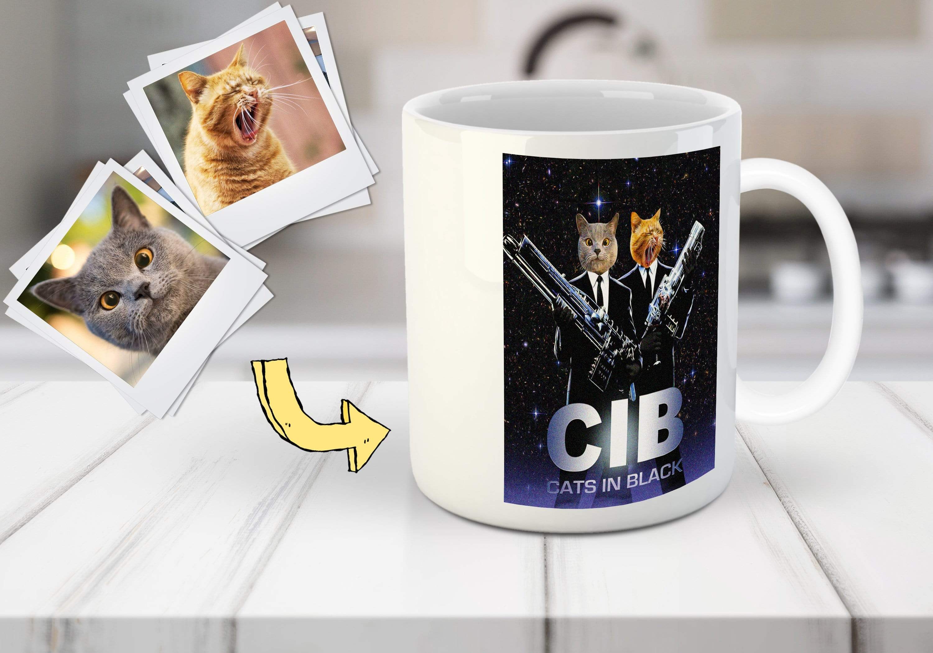 Cats in Black Personalized 2 Pet Mug