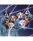 '1980's Lazer Portrait (4 Males)' Personalized 4 Pet Puzzle