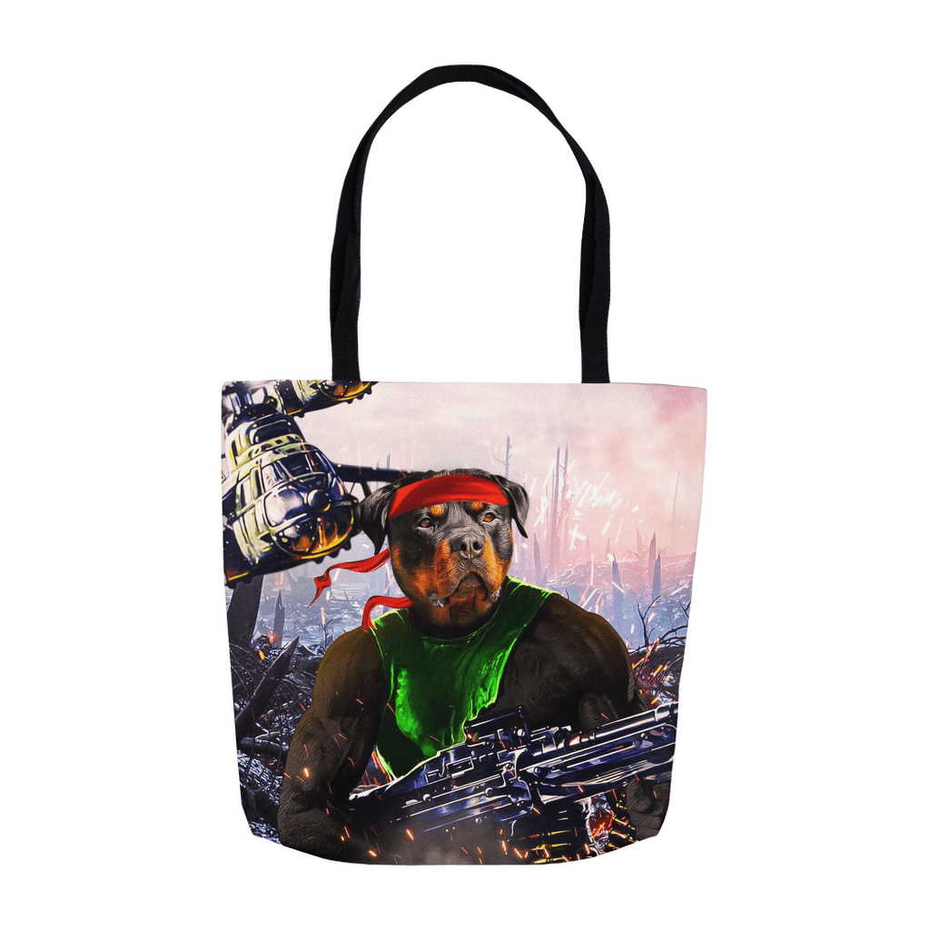 &#39;Rambo Doggo&#39; Personalized Tote Bag