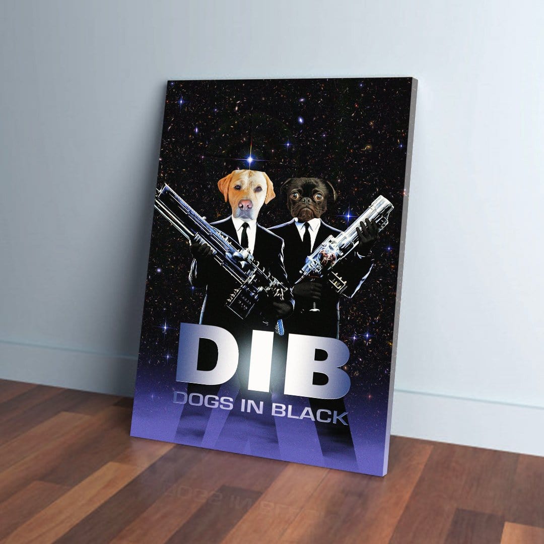 &#39;Dogs in Black&#39; Personalized 2 Pet Canvas