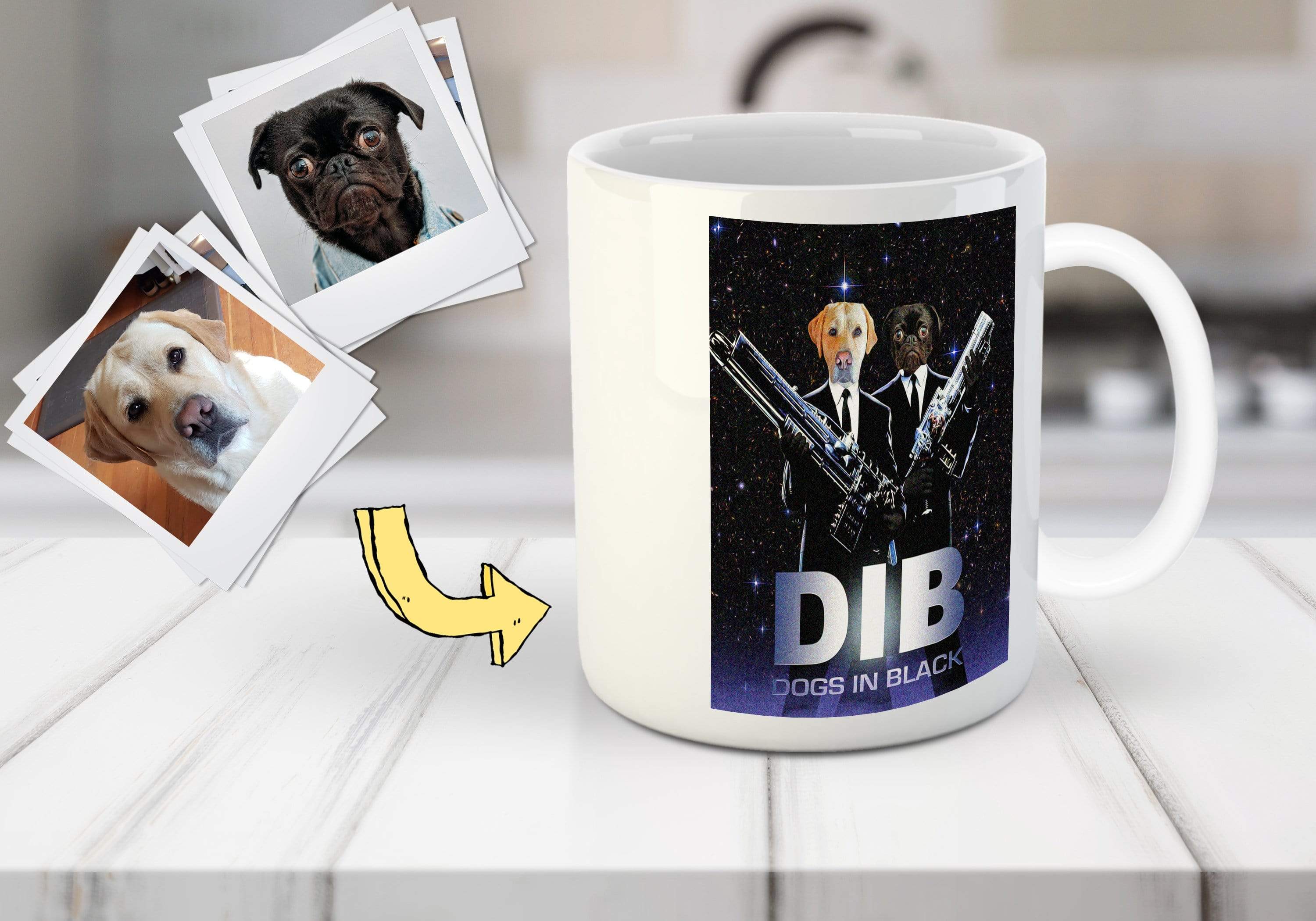 Dogs in Black Personalized 2 Pet Mug