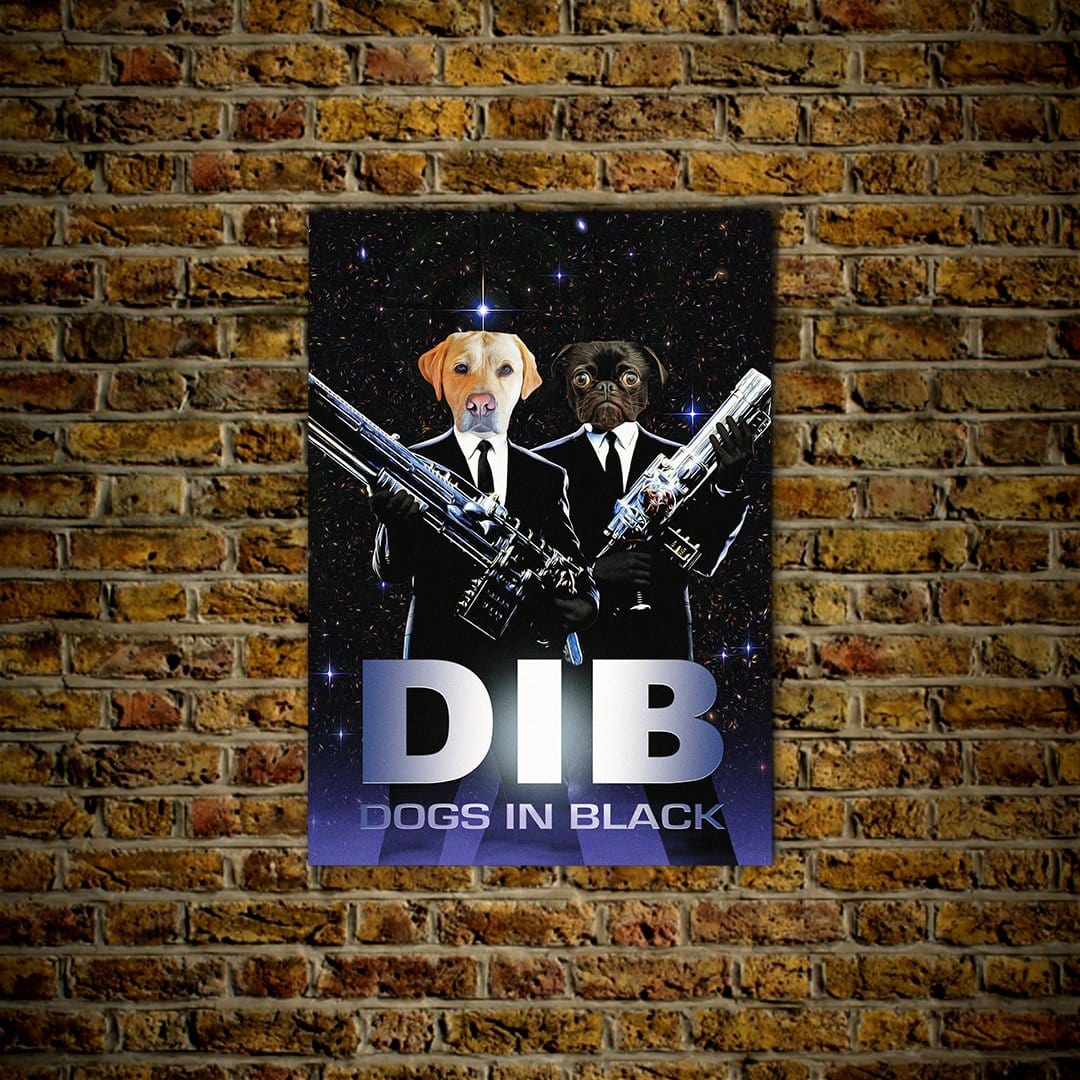 &#39;Dogs in Black&#39; Personalized 2 Pet Poster