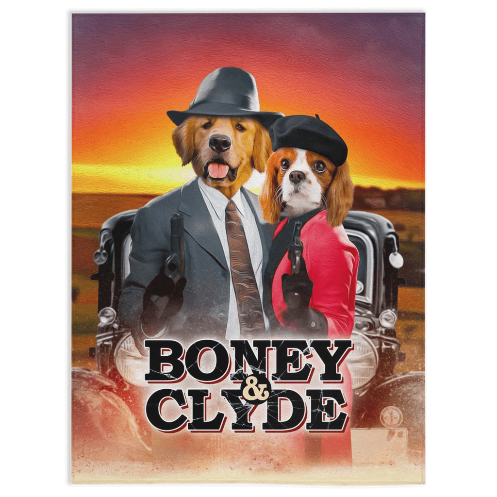 Manta personalizada para 2 mascotas &#39;Boney and Clyde&#39; 