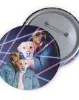 Retrato Lazer de los años 80 (1 - 4 mascotas) Chapa personalizada 