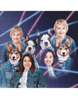 '1980s Lazer Portrait 2 Pet & Humans(Females)' Personalized Puzzle