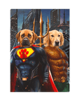 Lienzo de pie personalizado para 2 mascotas 'Superdog &amp; Aquadog'