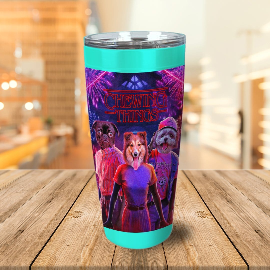 &#39;Chewing Things&#39; Personalized 3 Pet Tumbler